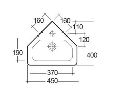 RAK-Resort 450mm Corner Basin 1th