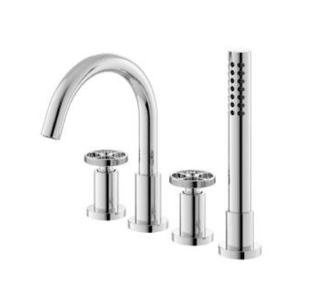 Hudson Reed Revolution Industrial 4 Tap Hole Bath Shower Mixer With swivel spout, shower kit and hose retainer