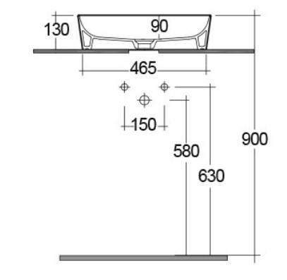 RAK-Feeling 500mm Rectangular Counter Top Wash Basin