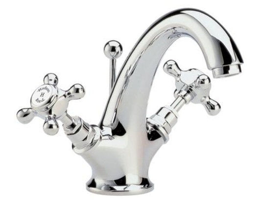 Hudson Reed Topaz Crosshead Hexagonal Mono Basin Mixer With pop-up waste