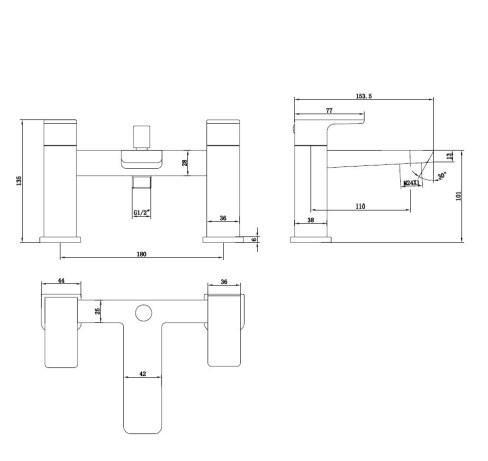 RAK-Moon Deck Mounte Bath Shower Mixer