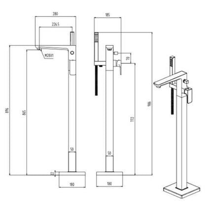 RAK-Moon Free Standing Bath Shower Mixer