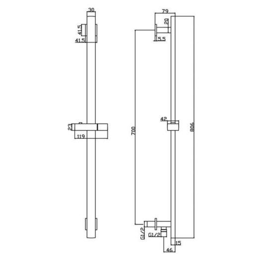 RAK Square Slide Rail Kit with Integral Wall Outlet