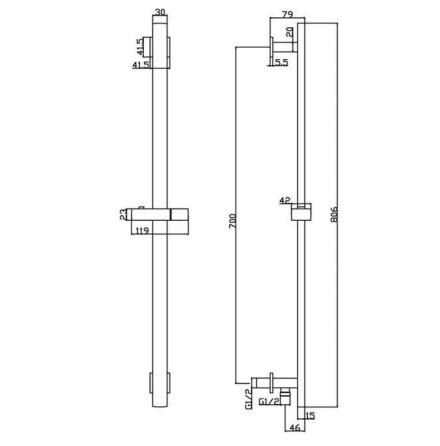 RAK Square Slide Rail Kit with Integral Wall Outlet in Black