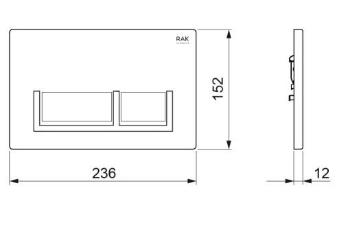 RAK-Ecofix Polished Chrome Flush Plate with Matt Chrome surrounding rectangular push plates