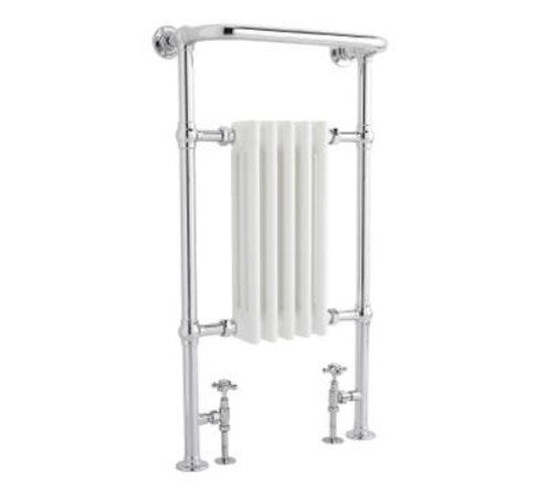 Hudson Reed Old London Small Harrow Floor Mounted Towel Rail - Chrome & White