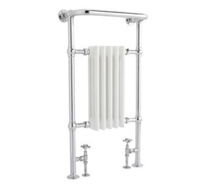 Hudson Reed Old London Small Harrow Floor Mounted Towel Rail - Chrome & White