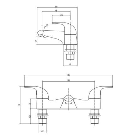 RAK-Basic Deck Mounted Bath Filler - Chrome