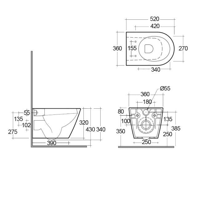 RAK-Resort Rimless Wall Hung WC With Hidden Fixations