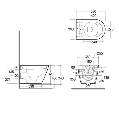 RAK-Resort Rimless Wall Hung WC With Hidden Fixations