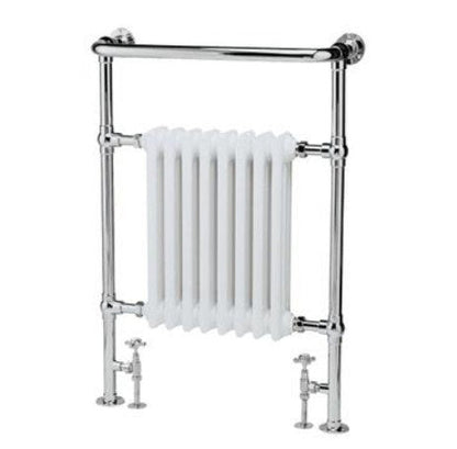 Hudson Reed Old London Harrow Floor Mounted Towel Rail - Chrome & White