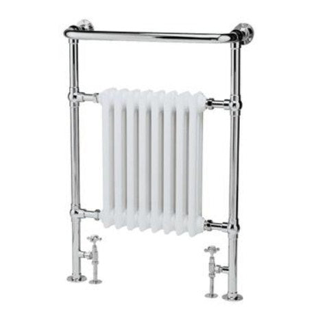 Hudson Reed Old London Harrow Floor Mounted Towel Rail - Chrome & White