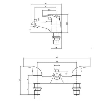 RAK-Basic Deck Mounted Bath Shower Mixer - Chrome