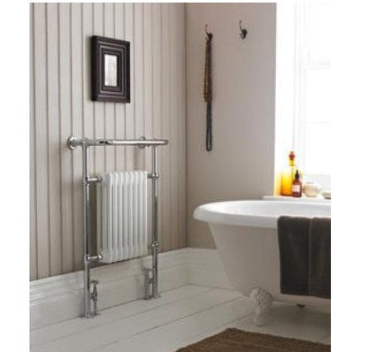 Hudson Reed Old London Harrow Floor Mounted Towel Rail - Chrome & White