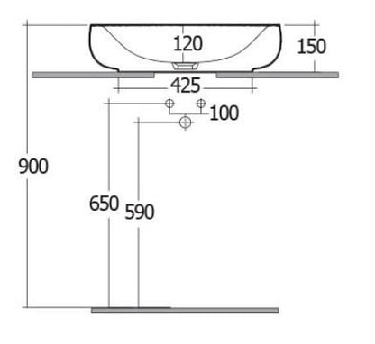 RAK-Illusion Countertop Wash Basin 600mm (No Overflow)