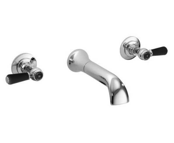 Hudson Reed Topaz Lever Hexagonal 3 Tap Hole Wall Mounted Basin Mixer