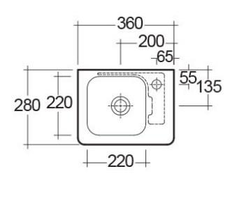 RAK-Resort Slimline Right Hand Basin 1TH