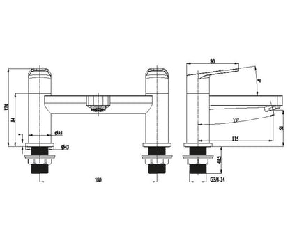 RAK-Origin Deck Mounted Bath Filler - Chrome