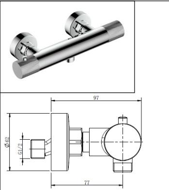 RAK-Amalfi Wall Mounted Exposed Thermostatic Bar Valve