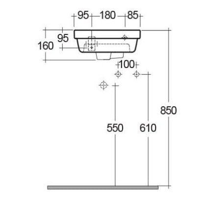 RAK-Resort Slimline Right Hand Basin 1TH