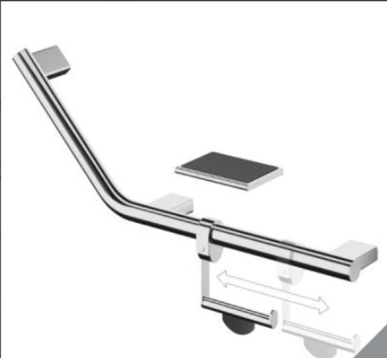 HiB Angled Grab Rail with Toilet Roll Holder & Shelf