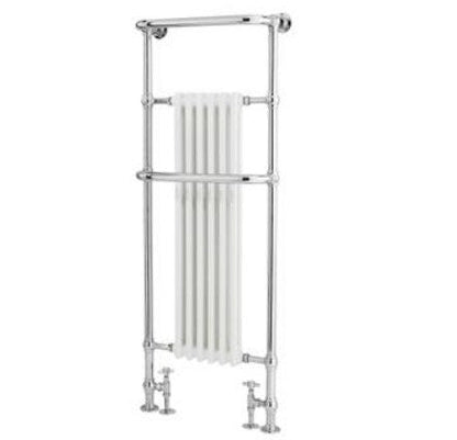 Hudson Reed Old London Brampton Floor Mounted Towel Rail - Chrome & White