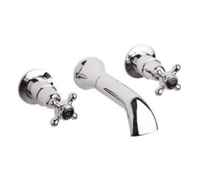 Hudson Reed Topaz Crosshead Dome Wall Mounted Bath Spout and Stop Taps