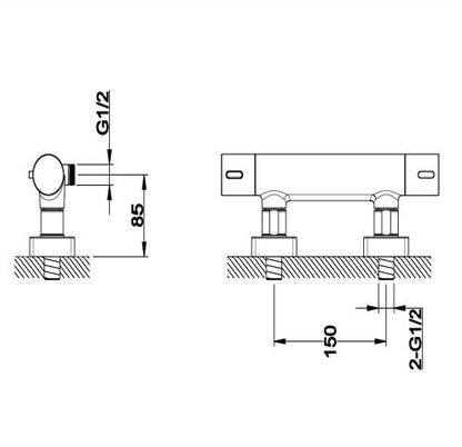 RAK-Blade Wall Mounted Exposed Thermostatic Bar Valve