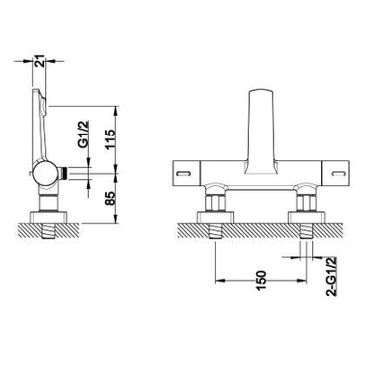 RAK-Blade Wall Mounted Exposed Thermostatic Bath Shower Mixer