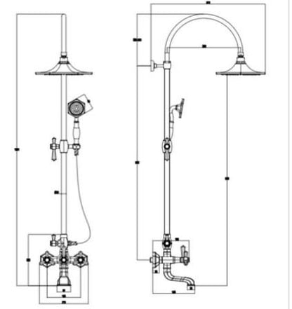 RAK-Washington Exposed Thermostatic Shower Column Valve with Bath Spout and Shower Kit