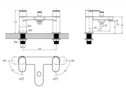 RAK-Compact Round Bath Shower Mixer - Chrome