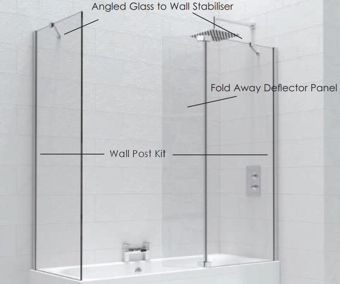 Kudos Angled glass to wall stabiliser pack inc. Rail