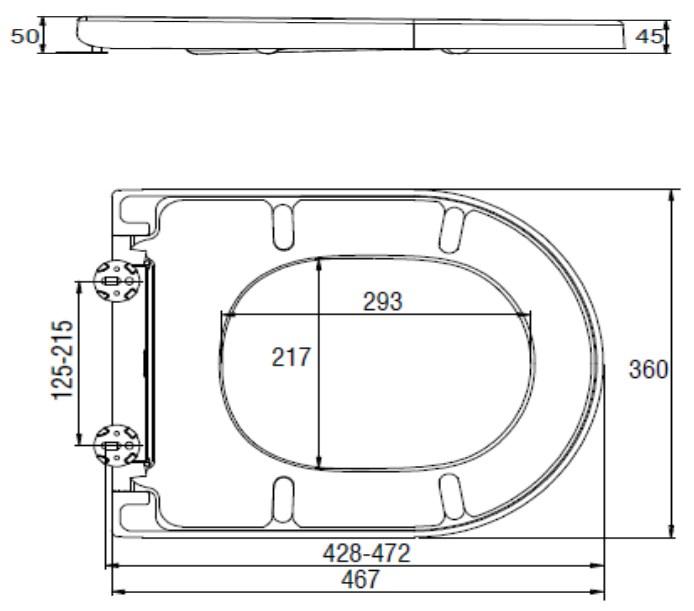 RAK Commercial Quick Release Soft Close Urea Seat for Rimless Pans