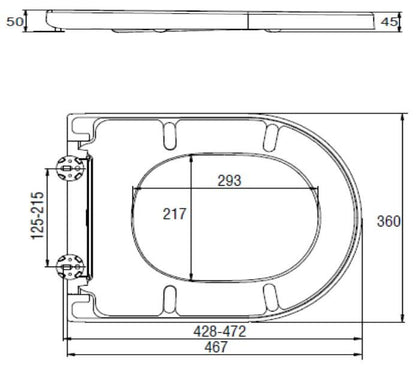 RAK Commercial Quick Release Soft Close Urea Seat for Rimless Pans