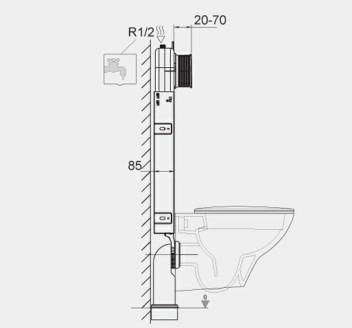 RAK-Ecofix slimline (8cm) Hidden Cistern with metal frame