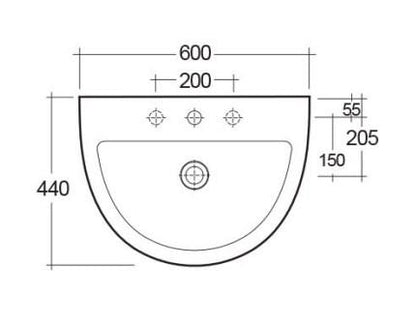 RAK-Morning 600mm Basin 1TH and Pedestal