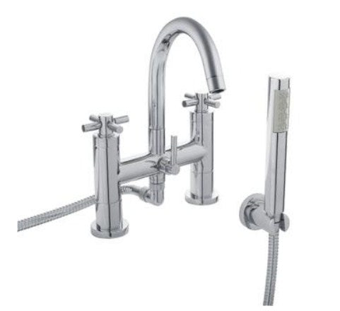 Hudson Reed TEC Cross Bath Shower Mixer With swivel spout, shower kit and wall bracket