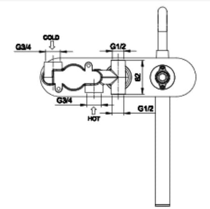 RAK-Feeling Horizontal Dual Outlet Thermostatic Concealed Shower Valve with Wall Outlet