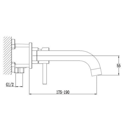 RAK-Prima Tech Wall Mounted Spout - Chrome