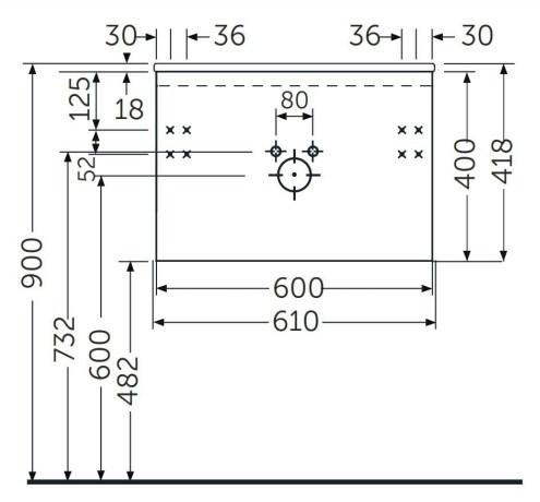 Rak-Joy Uno 610 x 418mm Wall Hung Basin Unit