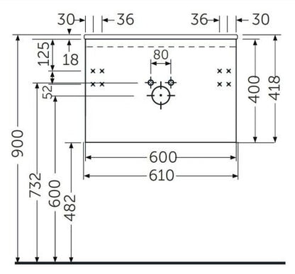 Rak-Joy Uno 610 x 418mm Wall Hung Basin Unit