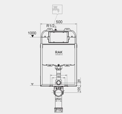 RAK-Ecofix slimline (8cm) Hidden Cistern with metal frame