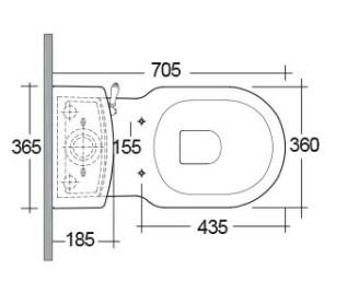 RAK-Washington Close Coupled Cistern with Front flush Lever Handle