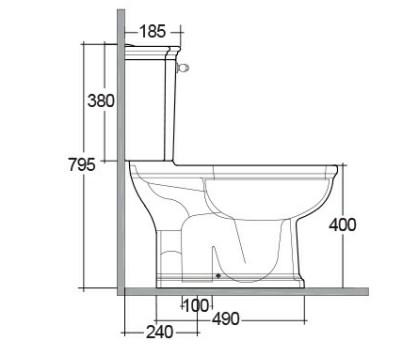 RAK-Washington Close Coupled Cistern with Front flush Lever Handle