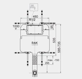 RAK-Ecofix 8cm Slimline Front Flush Regular Concealed Cistern and Frame