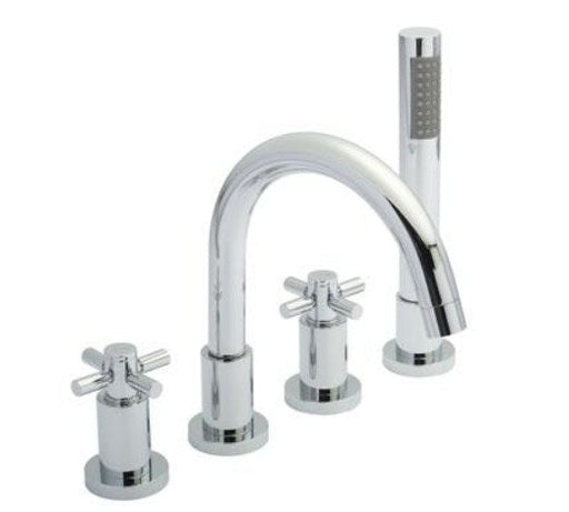 Hudson Reed TEC Cross 4 Tap Hole Bath Shower Mixer With swivel spout, shower kit and hose retainer