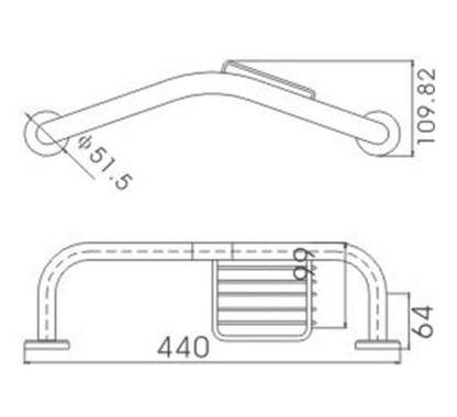 RAK Angled Grab Rail with Integrated Soap Dish