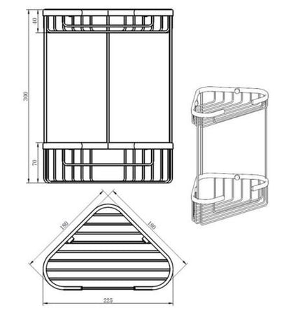 RAK Double Corner Basket Chrome