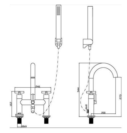 RAK-Ella Deck Mounted Bath Shower Mixer - Chrome