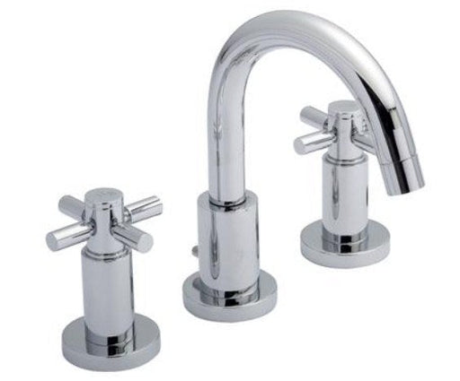 Hudson Reed TEC Cross 3 Tap Hole Basin Mixer With swivel spout and pop-up waste